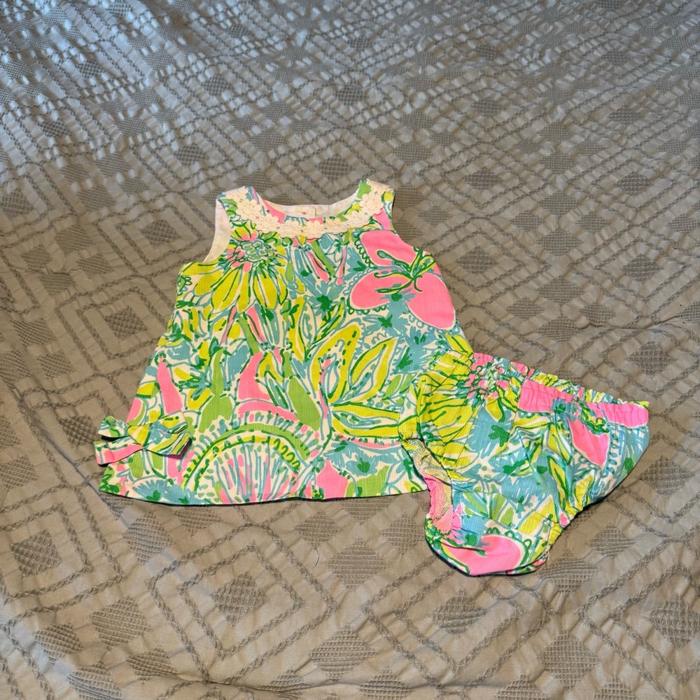 Lilly Pulitzer Baby Girl 3-6M Tropical Floral Top & Bloomers Set